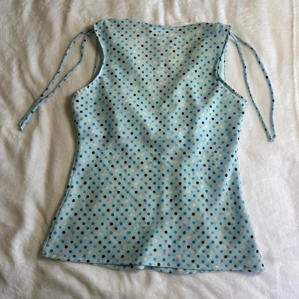 A. Byer blue polkadot side tie babydoll tank top y2k vintage mcbling - Picture 7 of 7